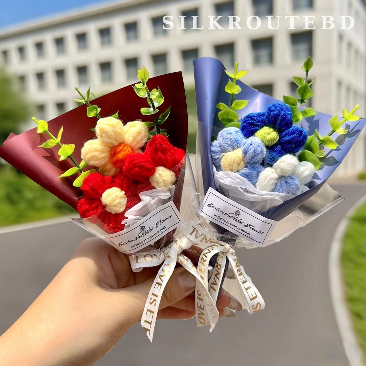 Mini Handmade Yarn Flower Bouquet