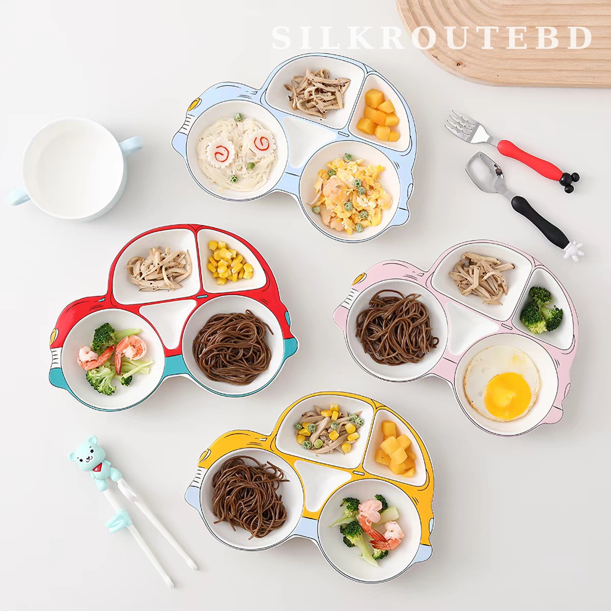 Tianmi Cartoon Ceramic Divided Plate for Kids