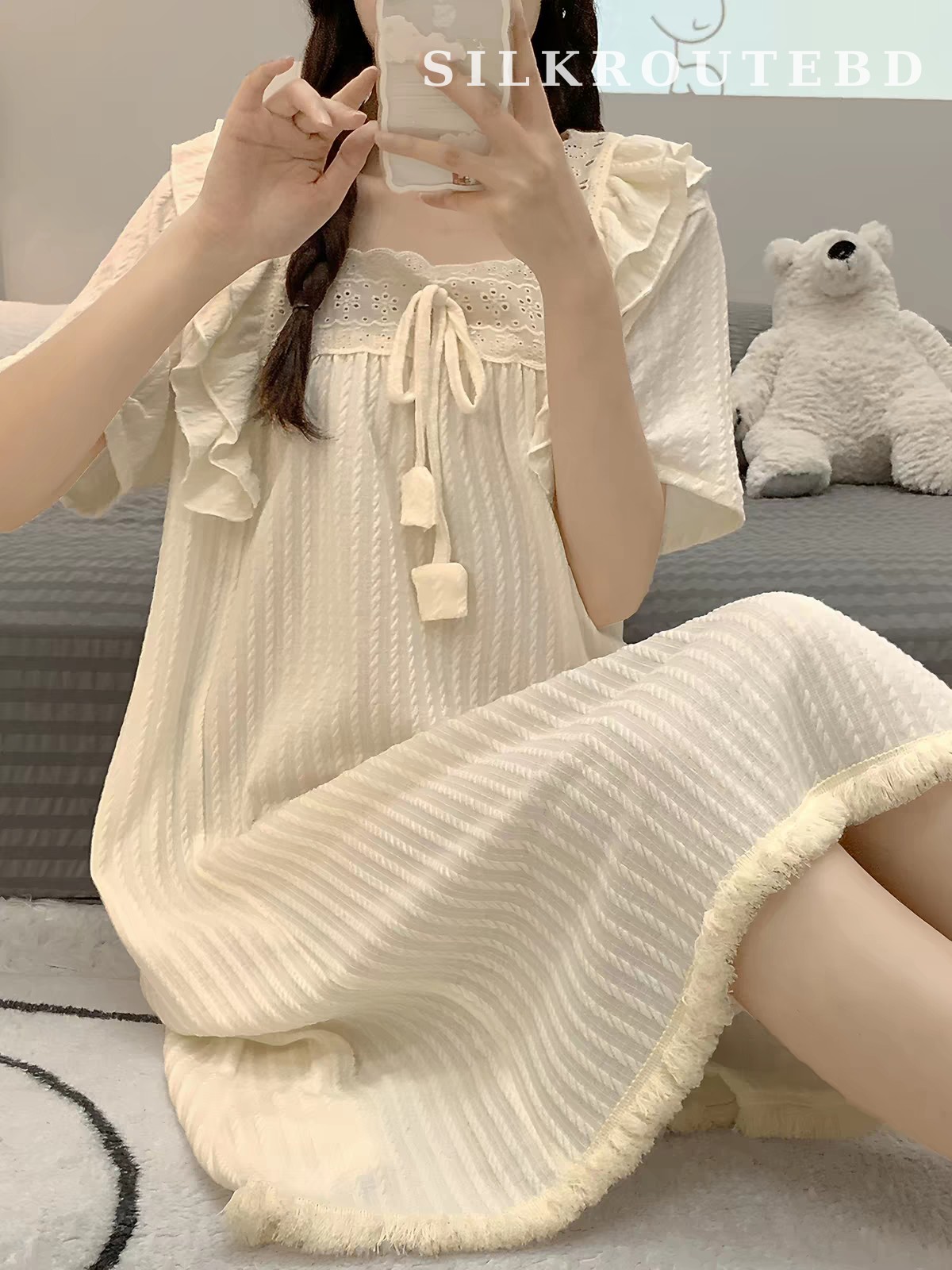 Sweet Princess Lace-Trim Sleep Dress