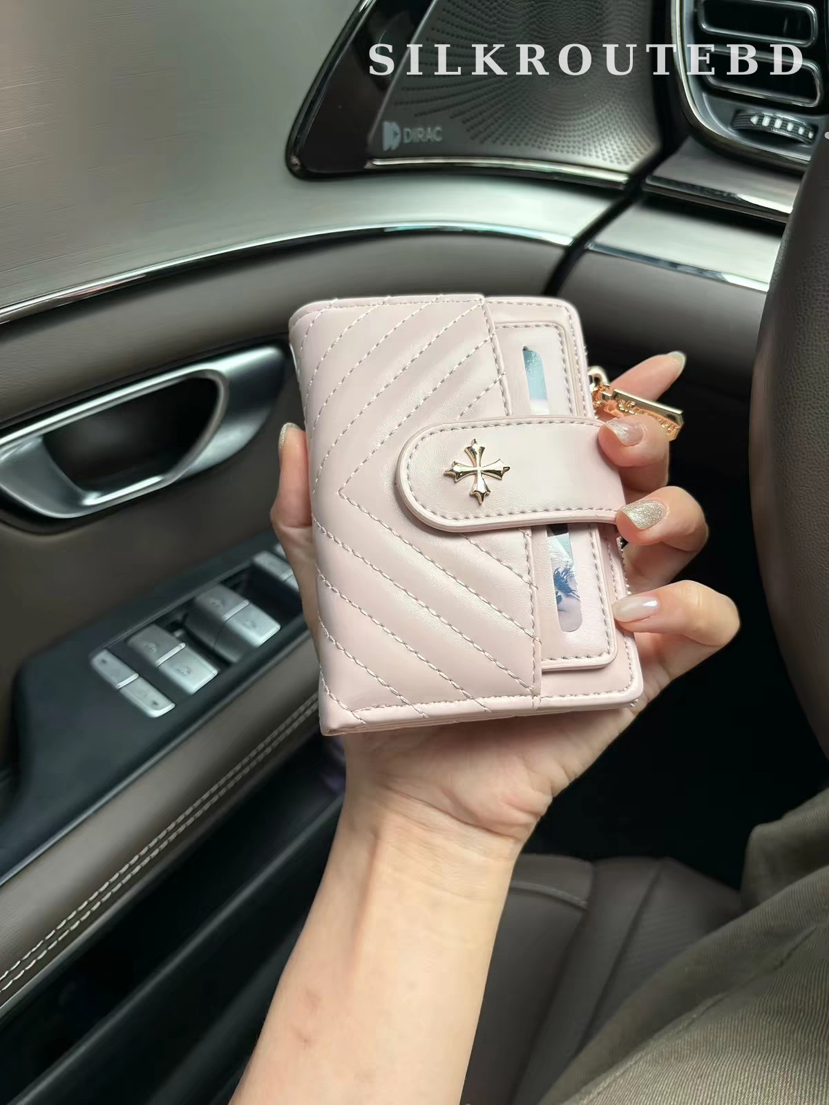 Ballet Pink Chevron Cross-Emblem Card Wallet
