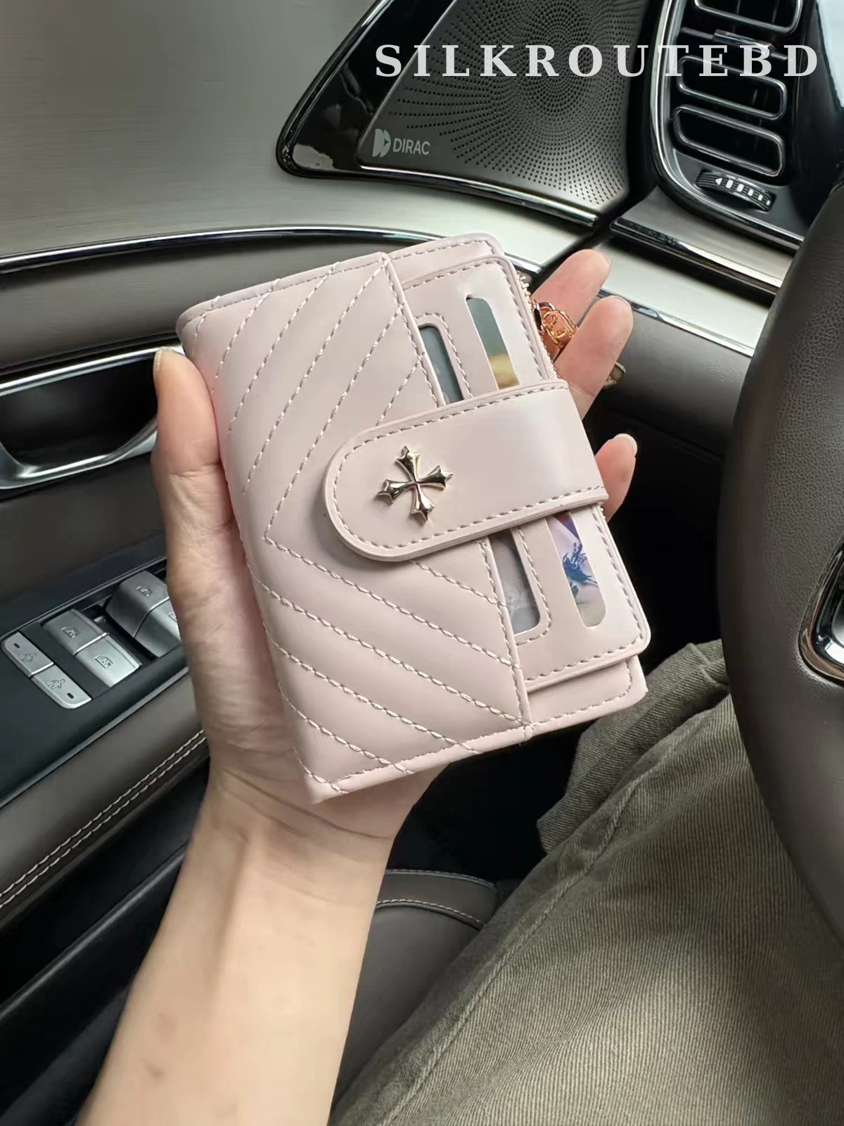 Ballet Pink Chevron Cross-Emblem Card Wallet